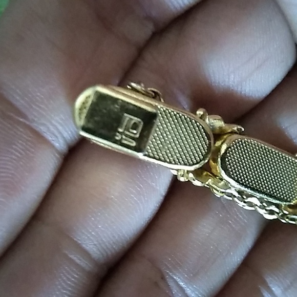 Vintage Damascene Panel Bracelet w/24K Gold Inlay Bird & Floral - Picture 6 of 8